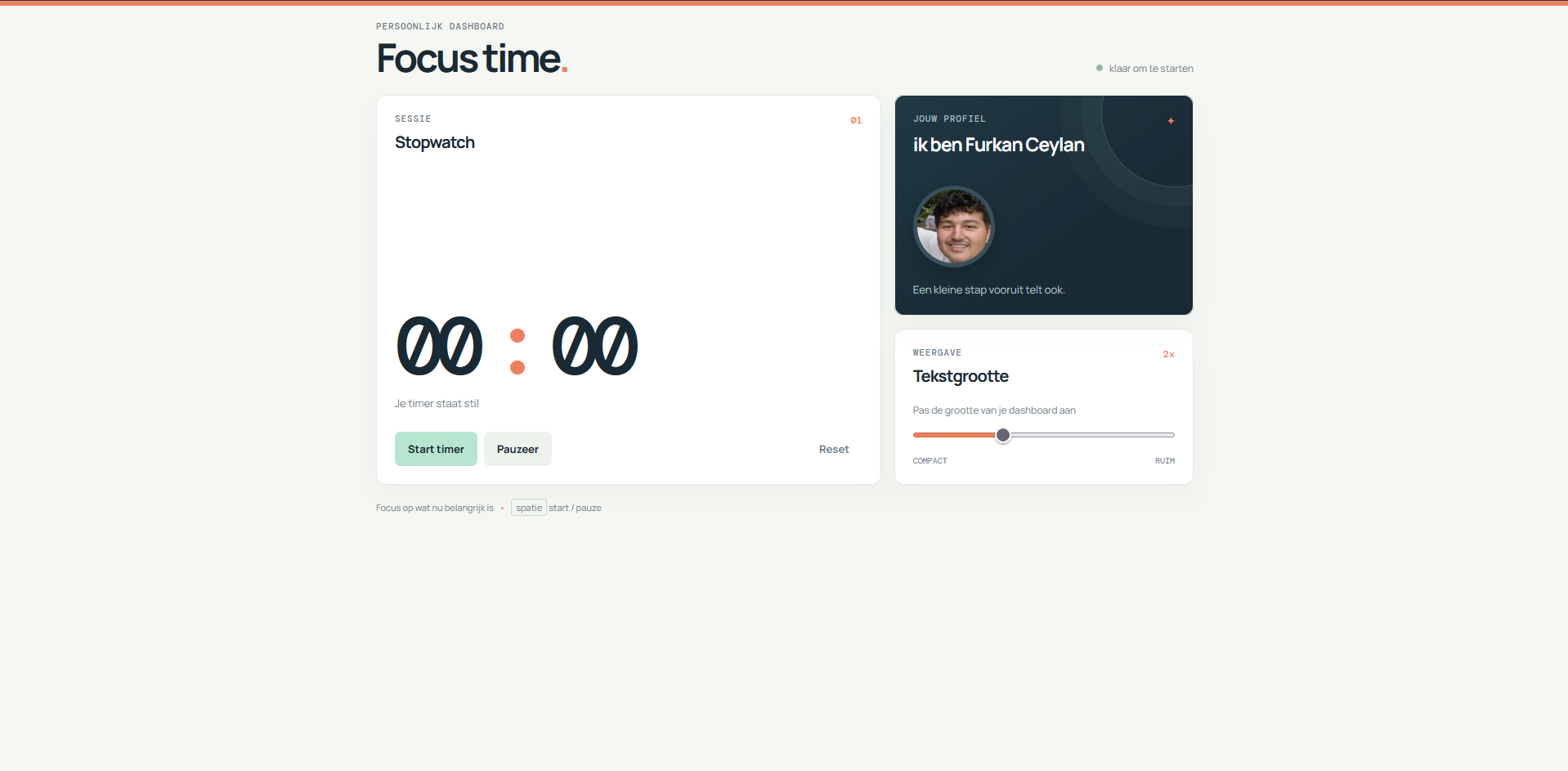 Tweede voorbeeld van de voorkant van de website